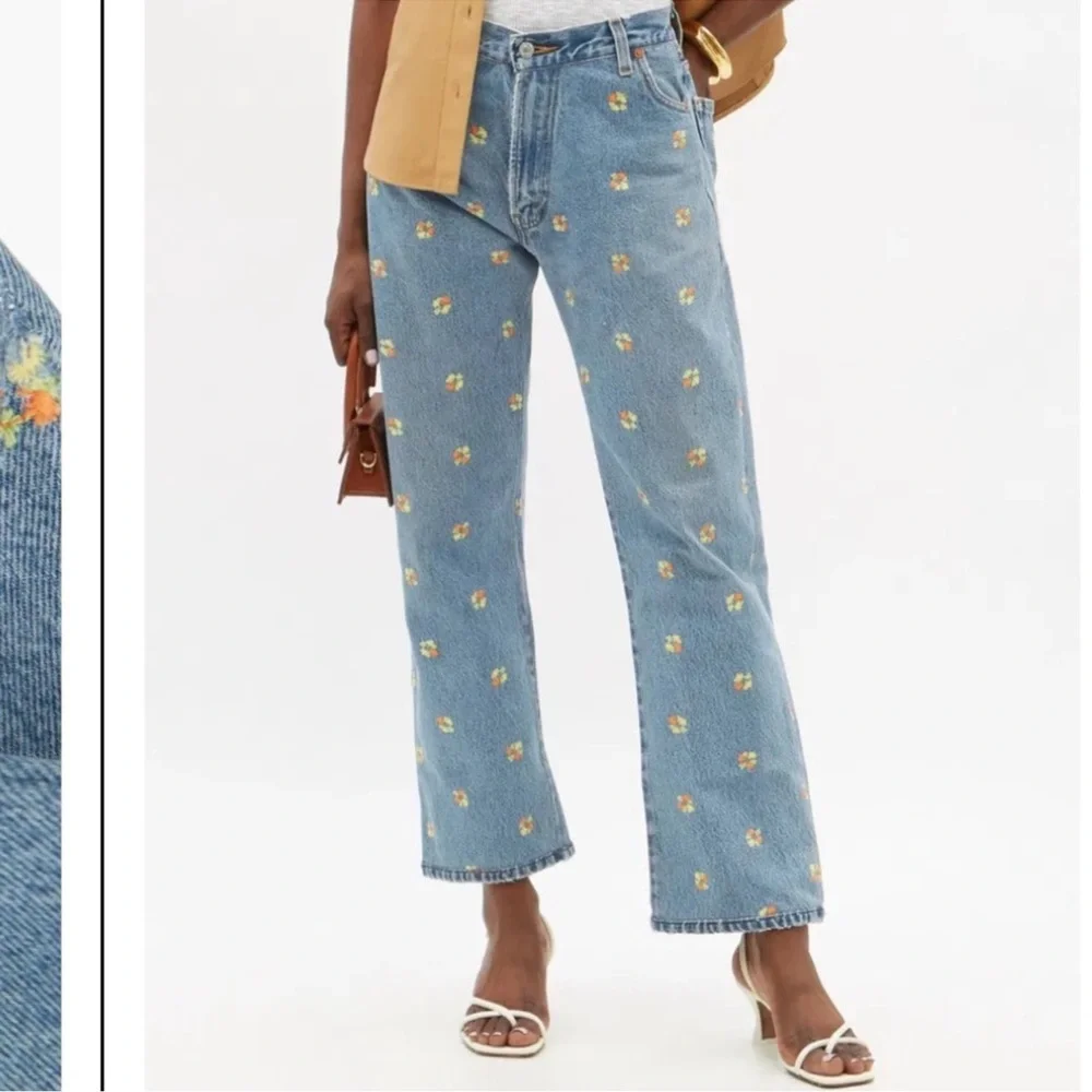 RE/DONE X Levi's 70s Floral-Embroidered Upcycled Jeans 25 - Picture 2 of 10